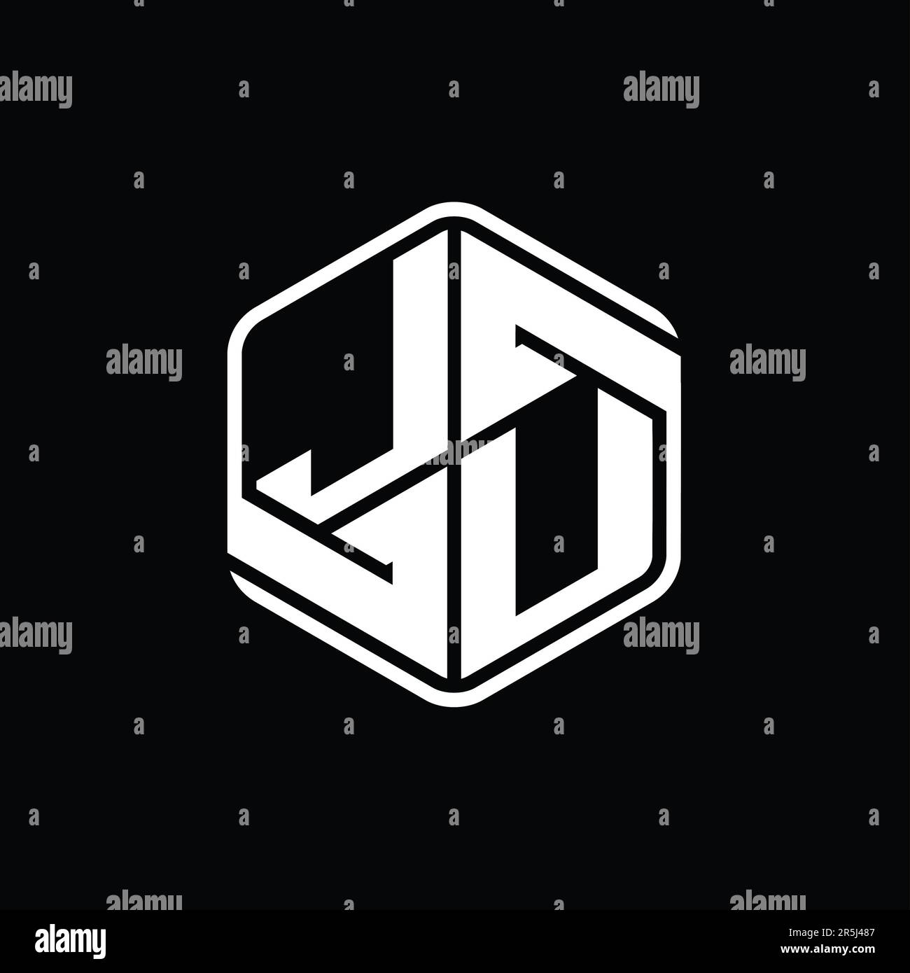JU Letter Logo monogram hexagon shape with ornament abstract isolated ...
