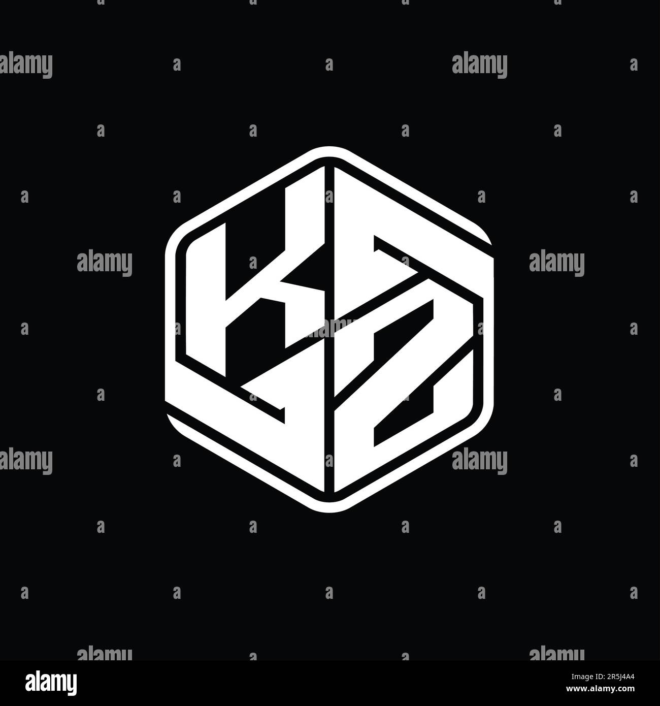 KZ Letter Logo monogram hexagon shape with ornament abstract isolated ...