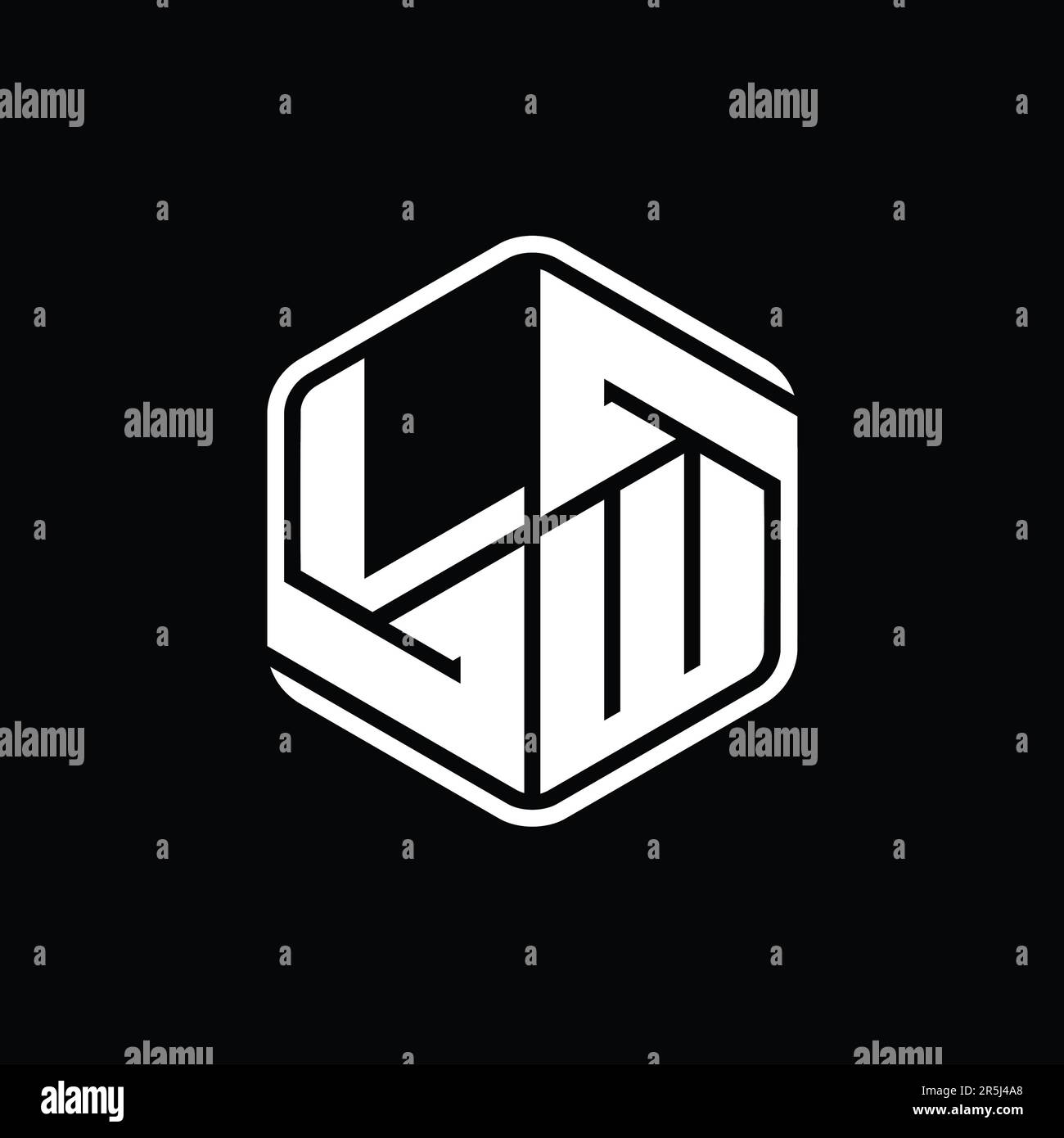 LW Letter Logo monogram hexagon shape with ornament abstract isolated ...