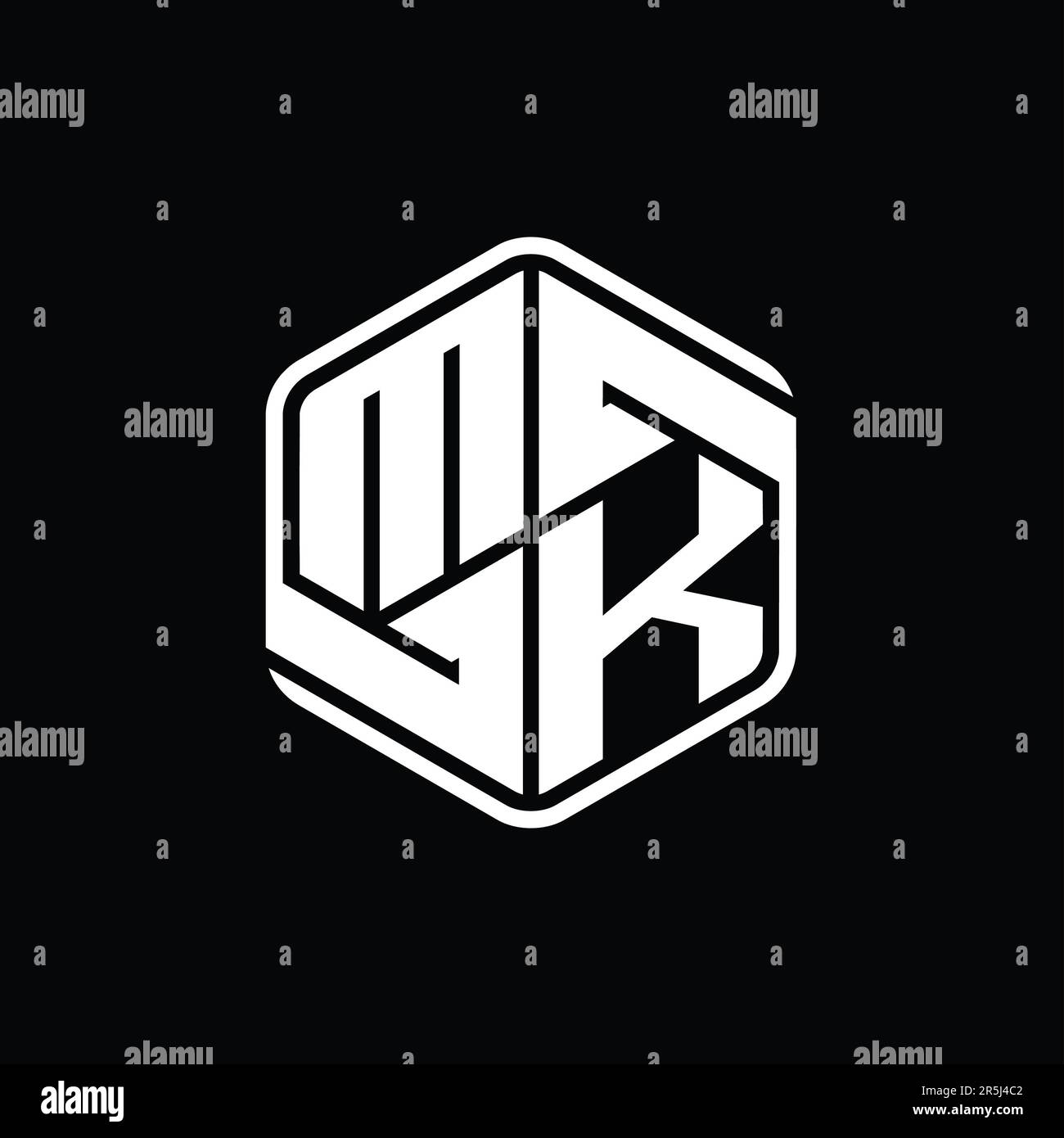 MK Letter Logo monogram hexagon shape with ornament abstract isolated ...