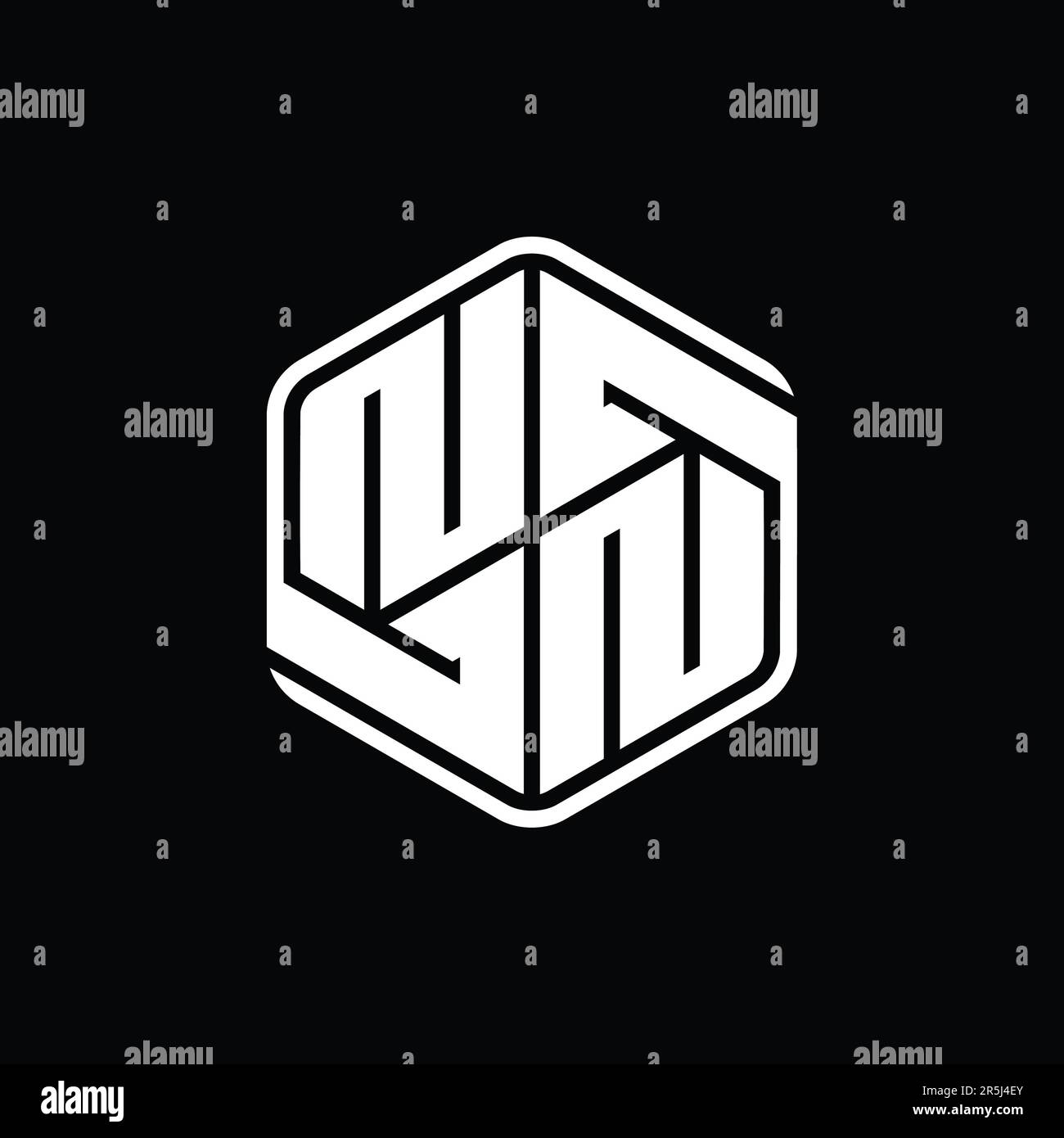 NN Letter Logo monogram hexagon shape with ornament abstract isolated ...