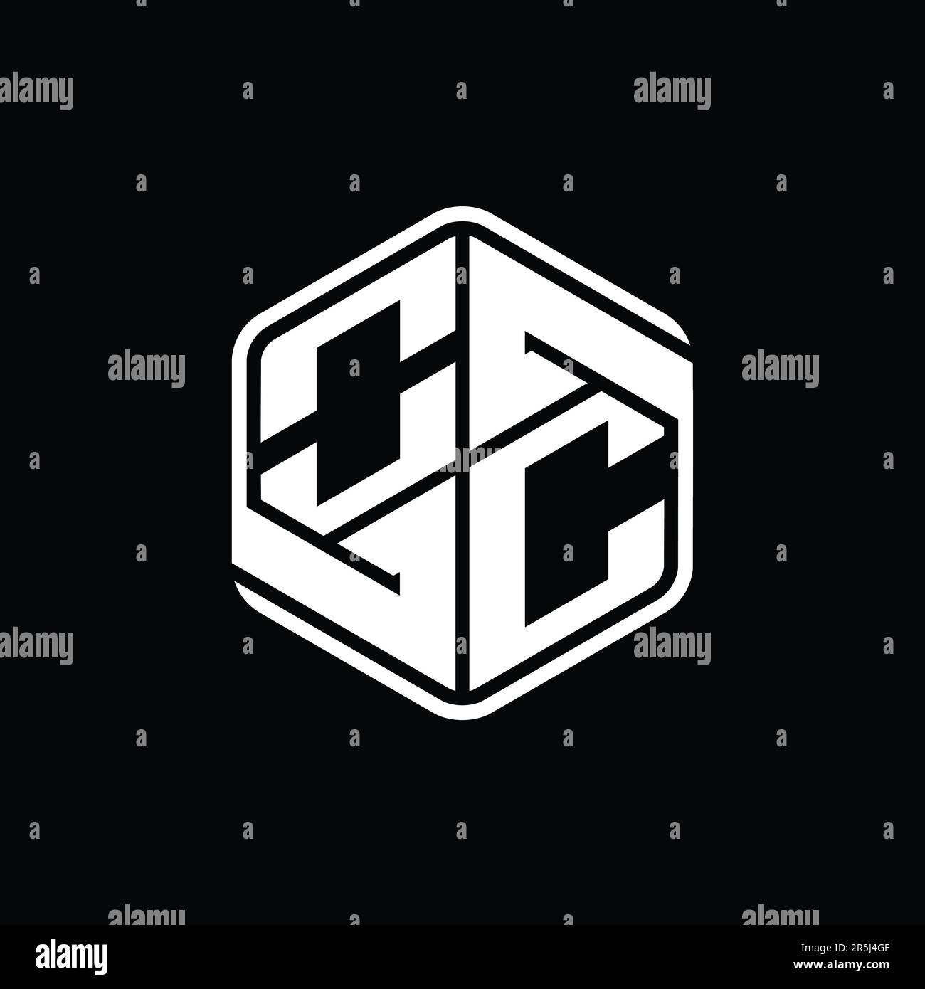 OC Letter Logo monogram hexagon shape with ornament abstract isolated ...