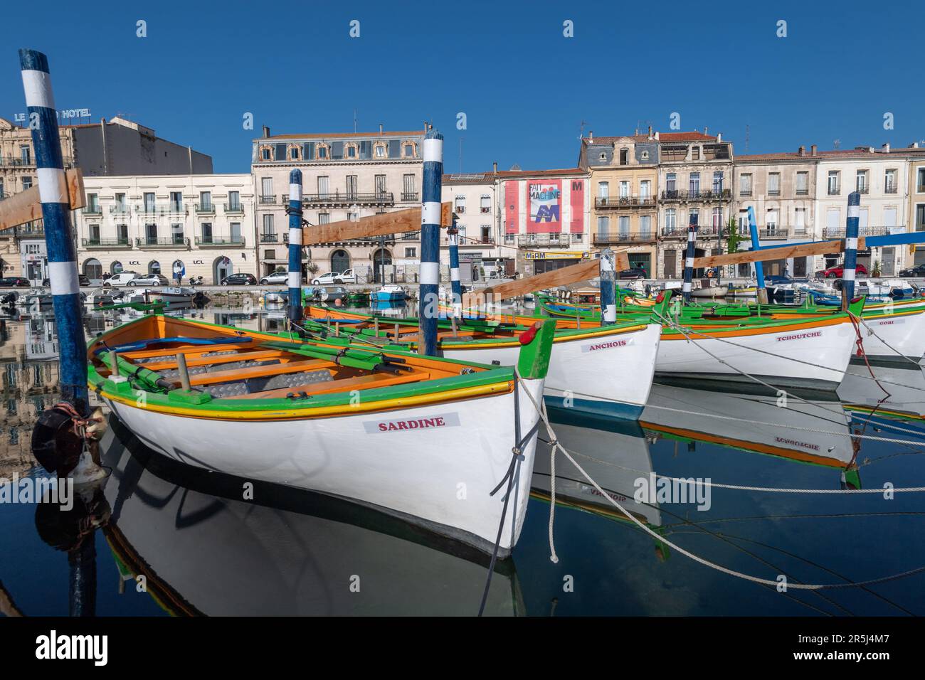 Sete, France. 27th May, 2023. Traditional fishing boats are moored on ...