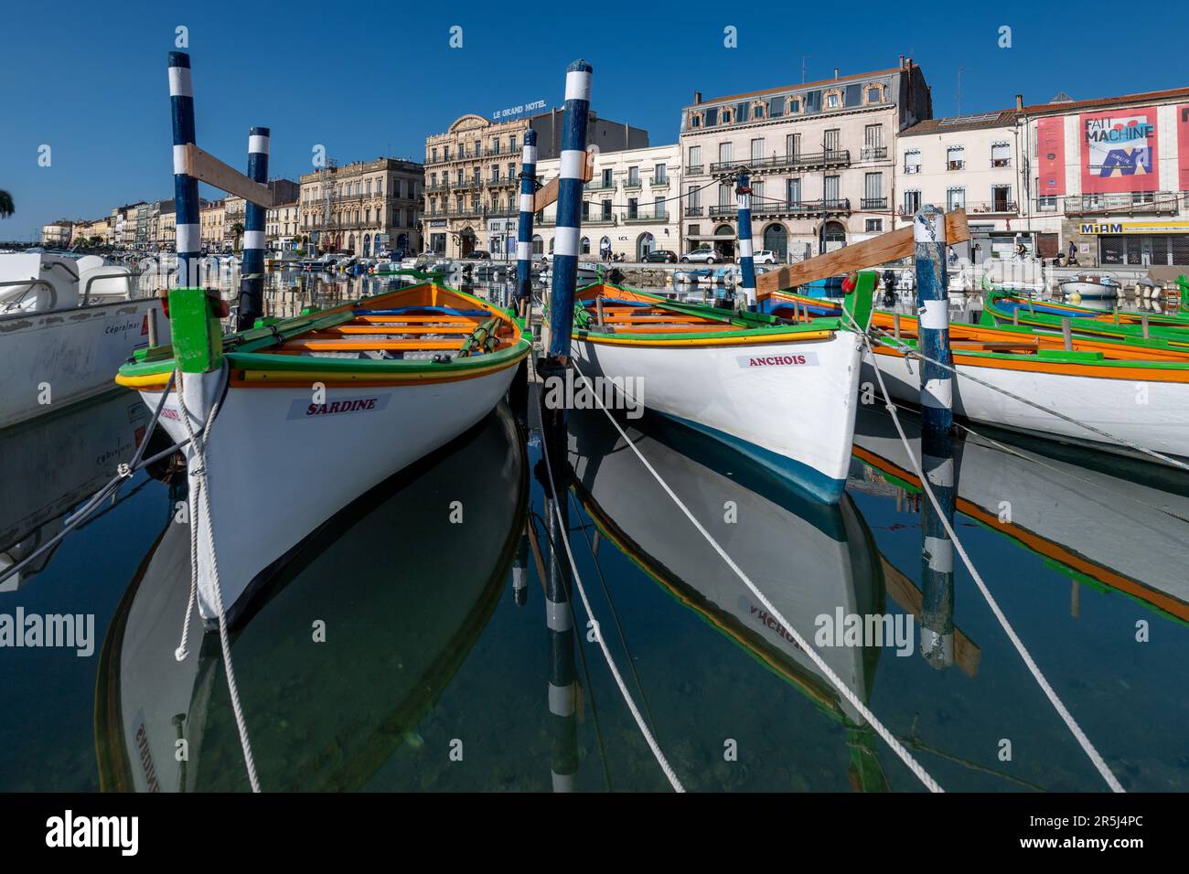 Sete, France. 27th May, 2023. Traditional fishing boats are moored on ...
