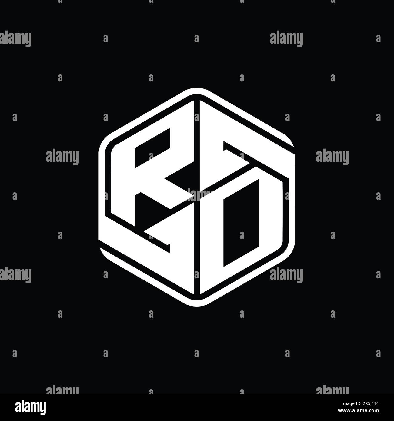 RD Letter Logo monogram hexagon shape with ornament abstract isolated ...