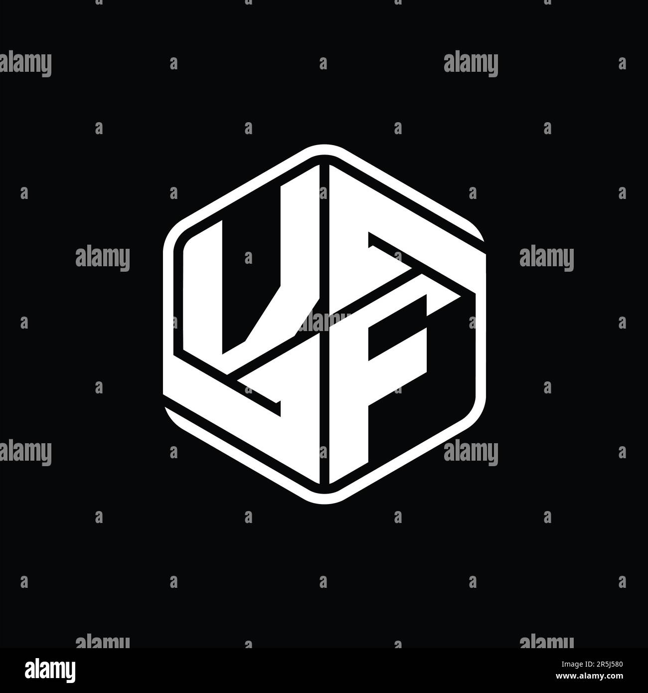 VF Letter Logo monogram hexagon shape with ornament abstract isolated ...