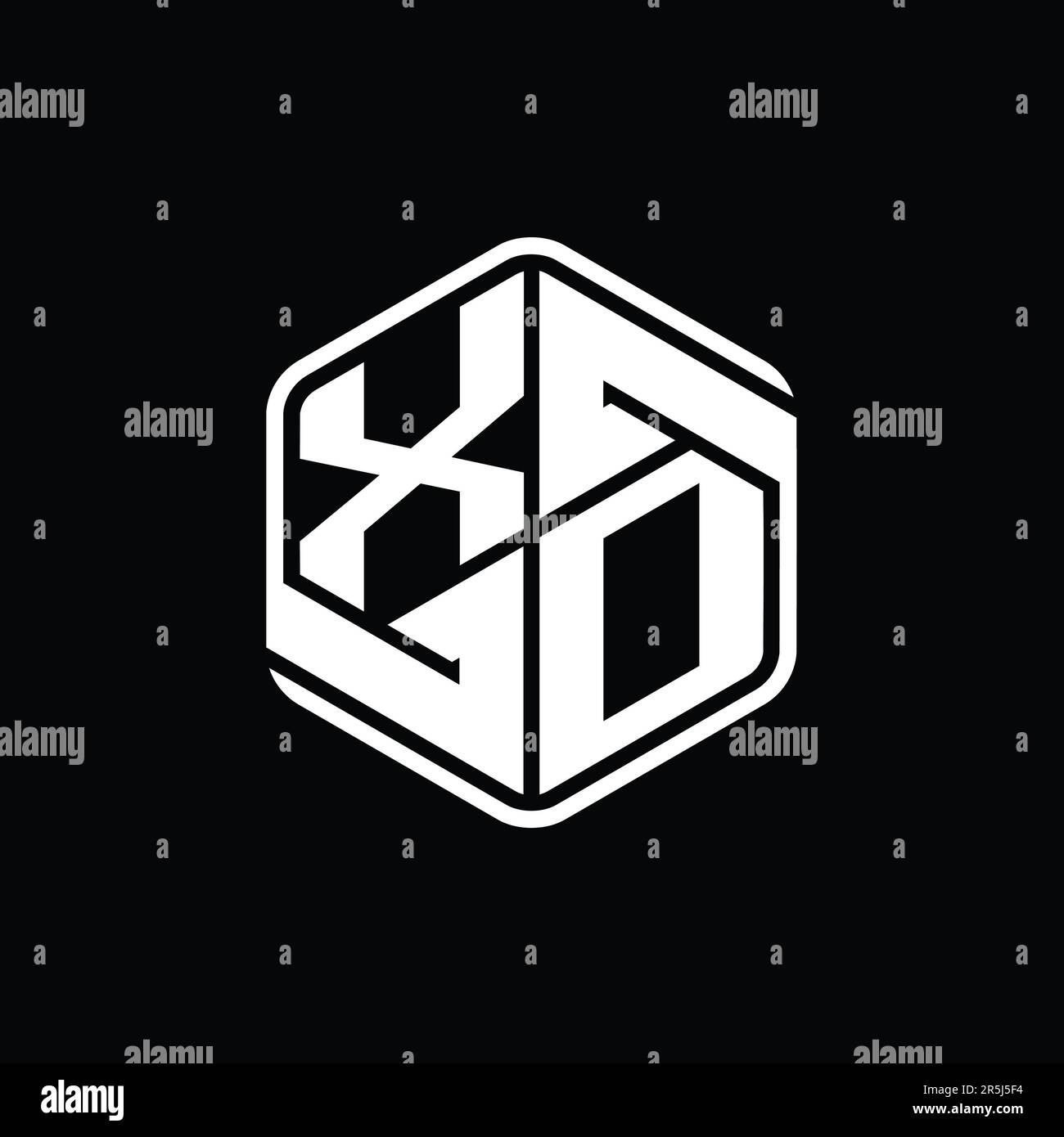 XD Letter Logo monogram hexagon shape with ornament abstract isolated