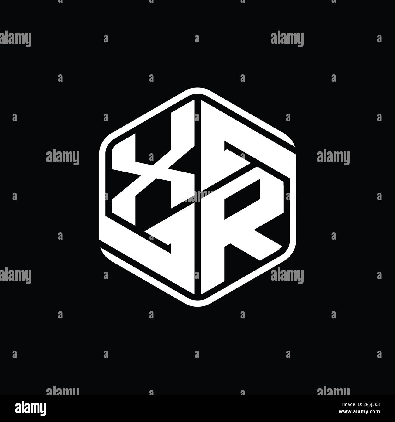 XR Letter Logo monogram hexagon shape with ornament abstract isolated