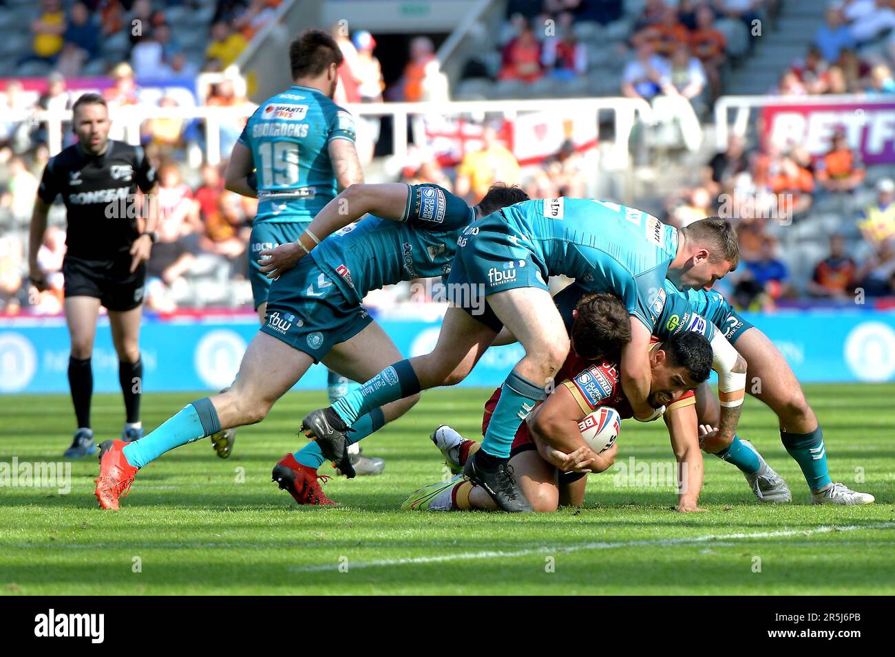 Newcastle, UK. 03rd June, 2023. Betfred Super League Rugby, Magic Weekend, St James Park, Newcastle, Saturday 3rd June 2023, Catalan Dragons win Wigan Warriors, score 46 to 22, UK Credit: Robert Chambers/Alamy Live News Stock Photo