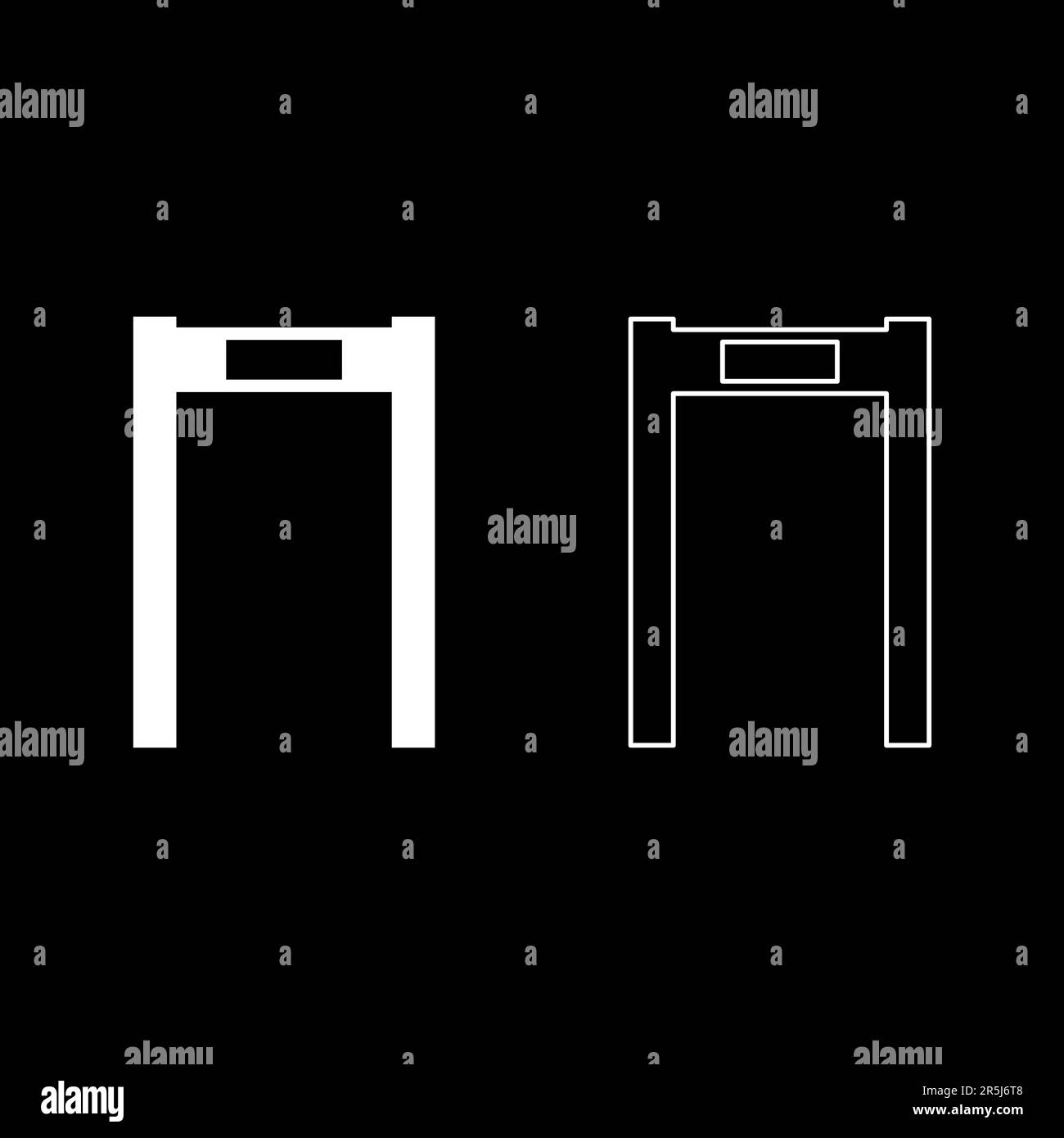 Metal detector arch airport frame control concept set icon white color