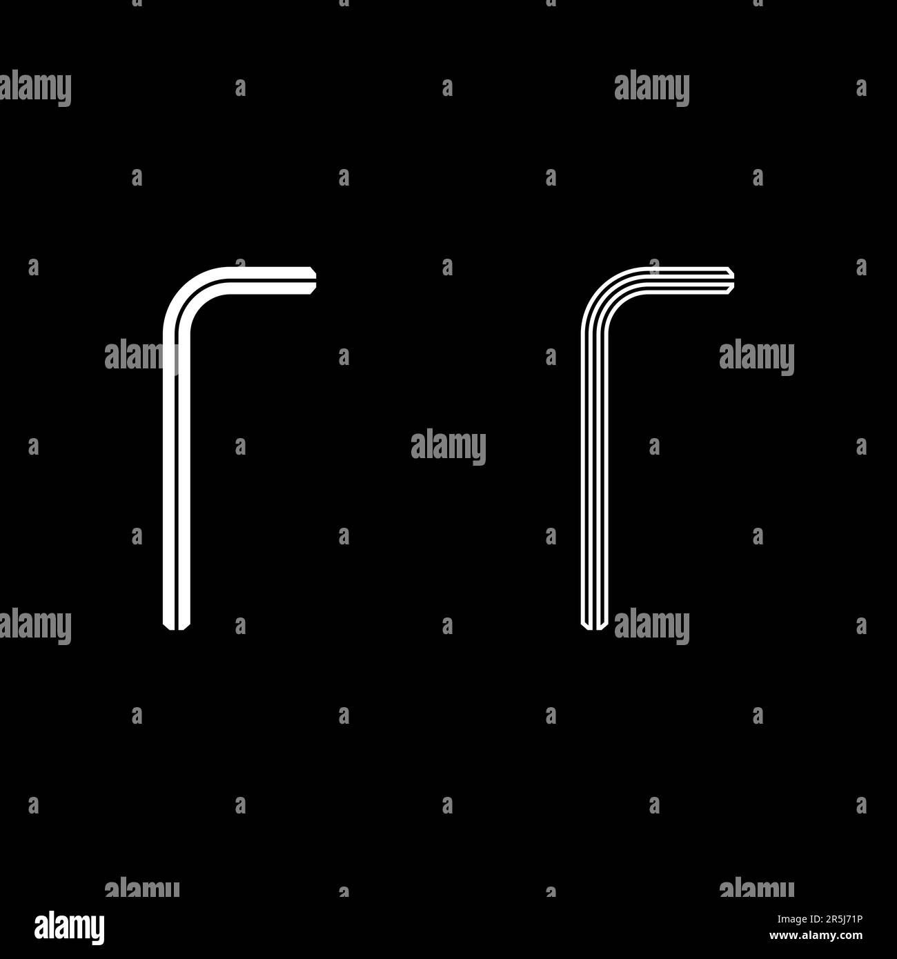 Hex key hex key wrench tool fixing concept set icon white color vector