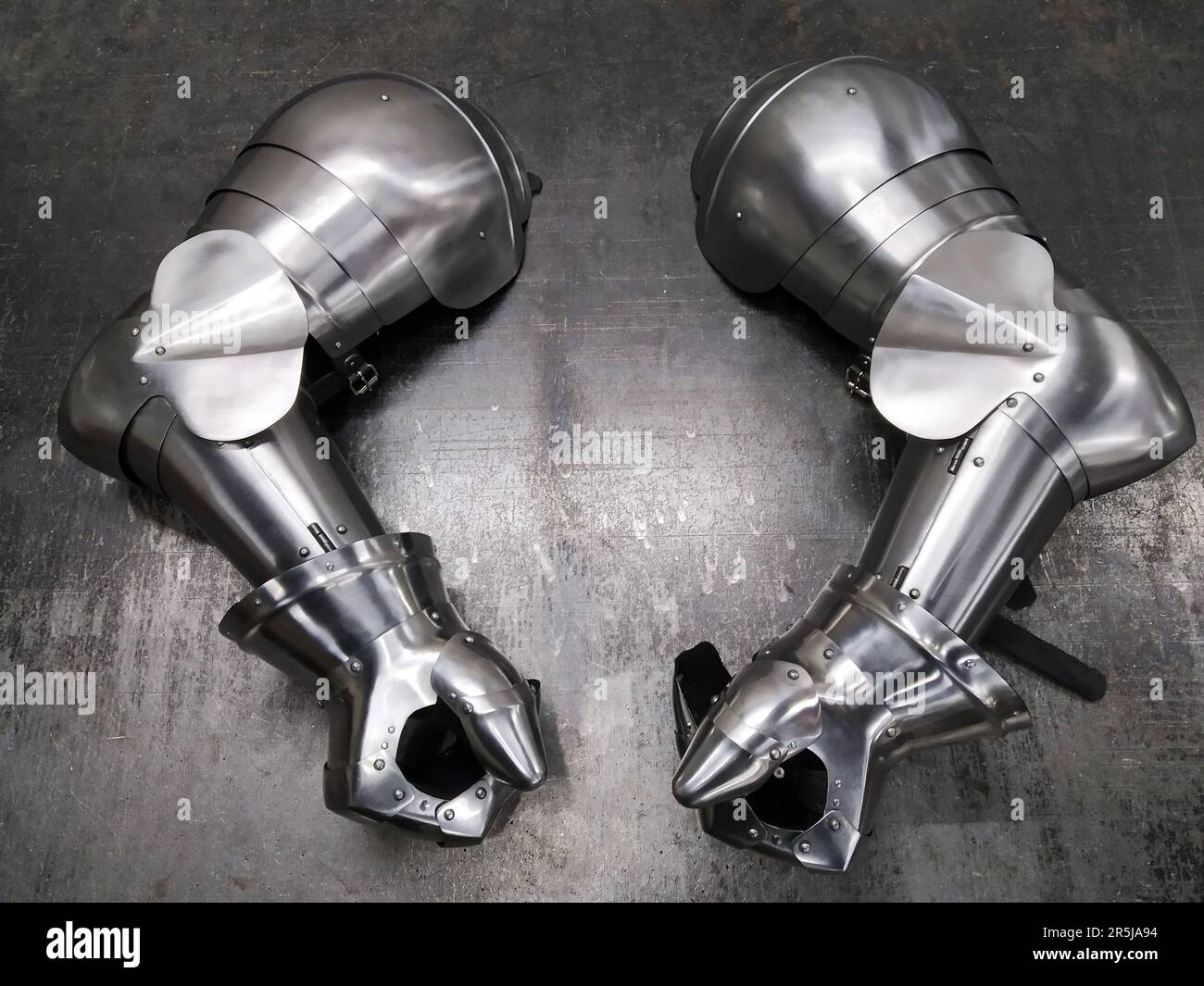 Knight armor, iron hands, metalworking at the Stock Photo Alamy