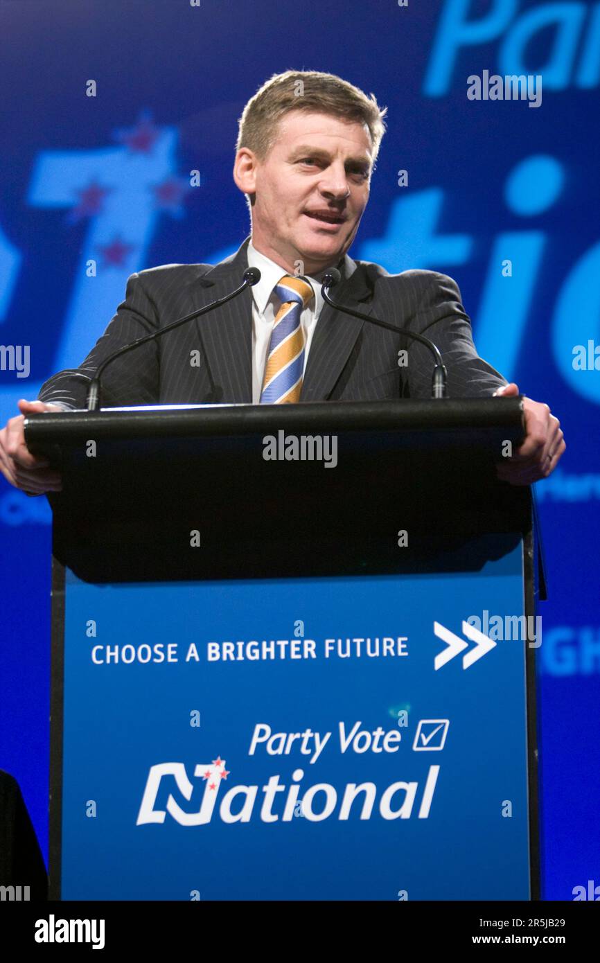 National Party Deputy Leader Bill English speaks at the National Party Election Campaign Opening, Auckland, New Zealand, Sunday, October 12, 2008. Stock Photo