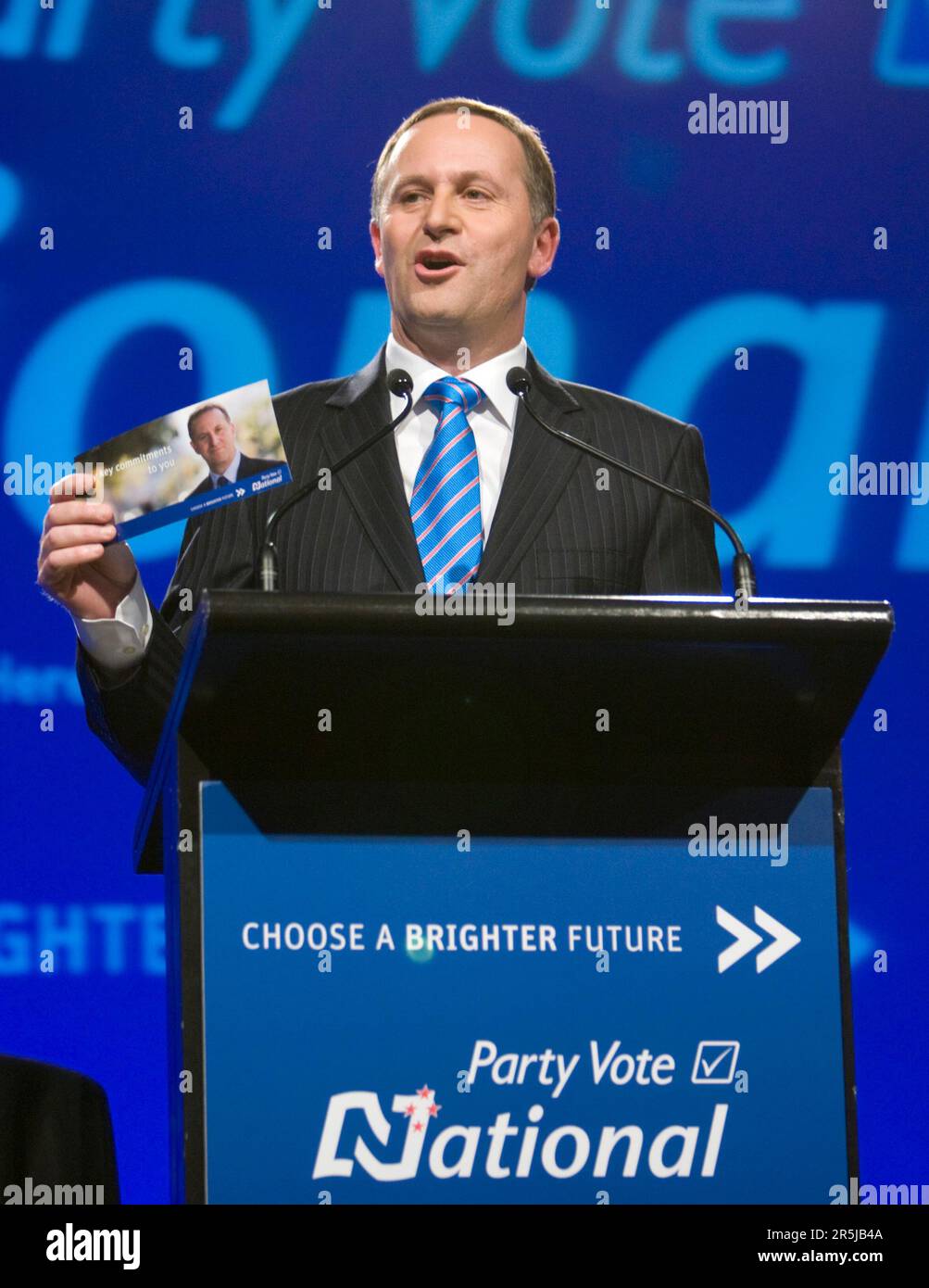 National Leader John Key speaks at the National Party Election Campaign Opening, Auckland, New Zealand, Sunday, October 12, 2008. Stock Photo