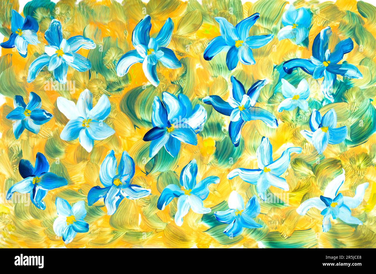 abstract hand-drawn flowers, ink drawing and watercolor painting, digital  art Stock Photo - Alamy
