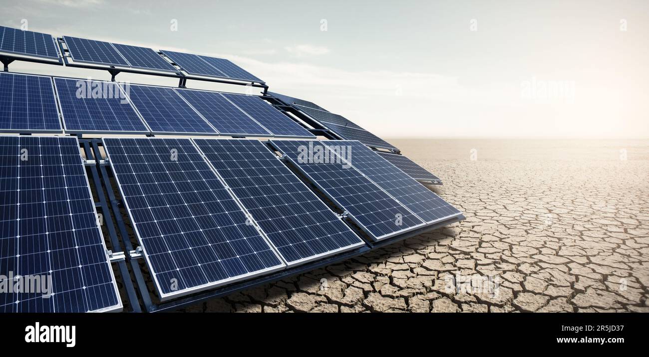 Mobile solar energy power station in desert. Renewable energy and