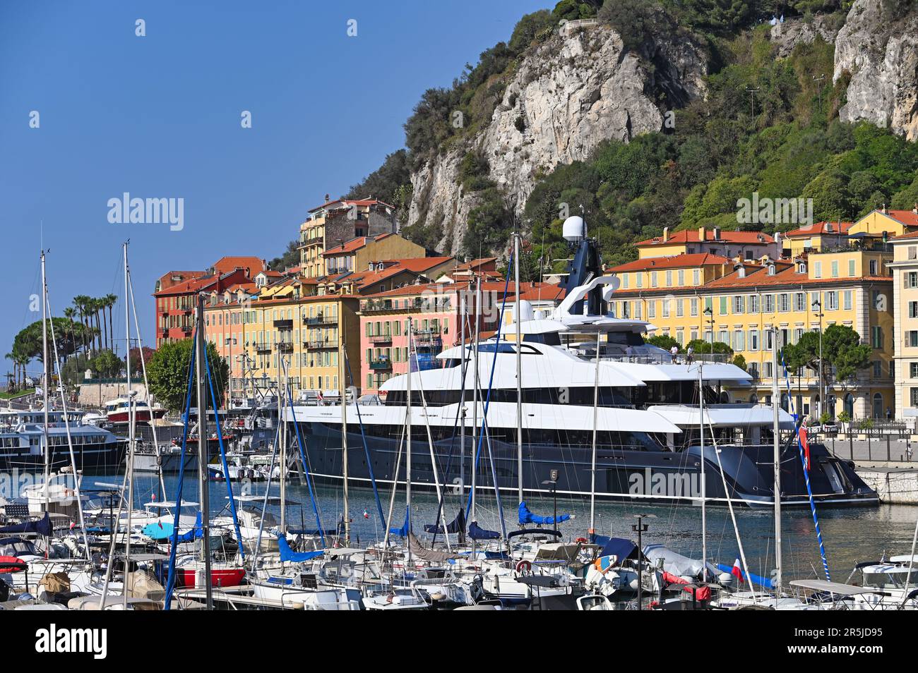 Port Lympia with yachts and sailboats in Nice France Stock Photo