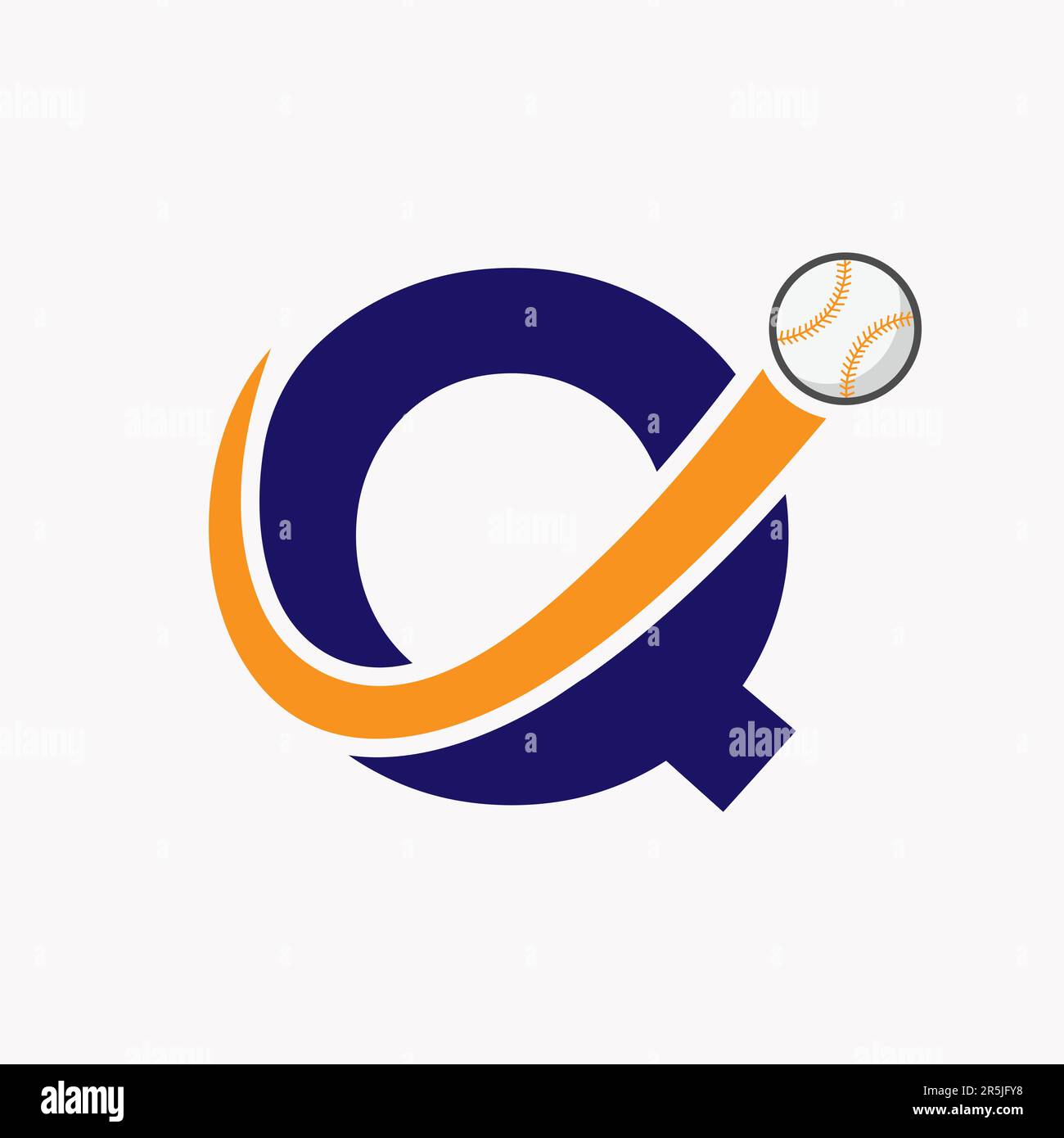Letter Q Baseball Logo Concept With Moving Baseball Icon Vector Template Stock Vector