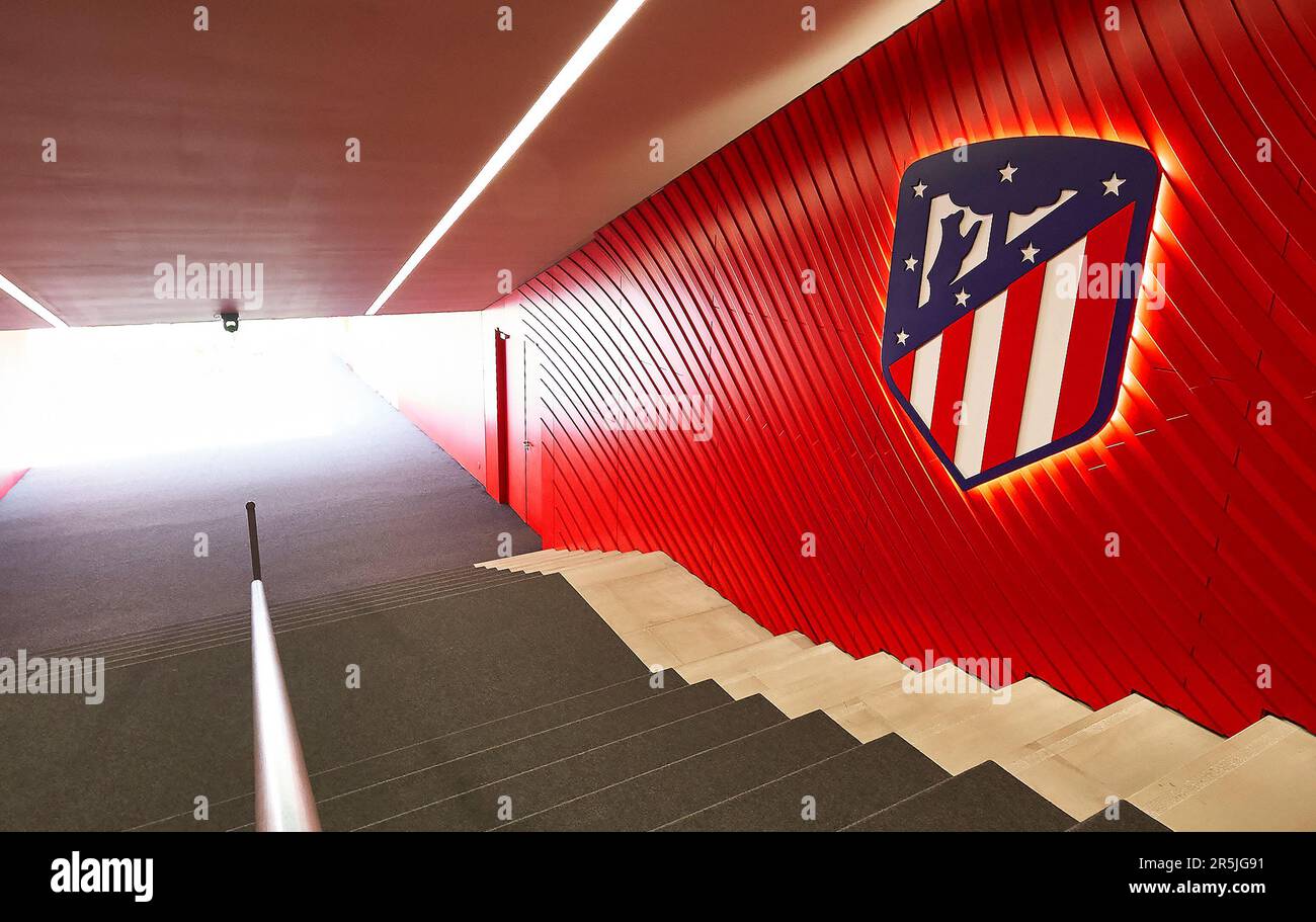 Players tunnel at Civitas Metropolitano arena - the official home ground of FC Athletic Stock Photo