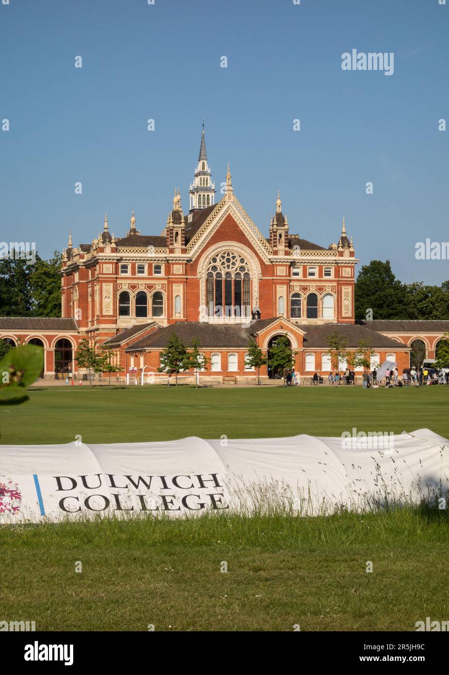 Dulwich College buildings and grounds on a glorious summer's day set against a blue sky, London, England, U.K. Stock Photo