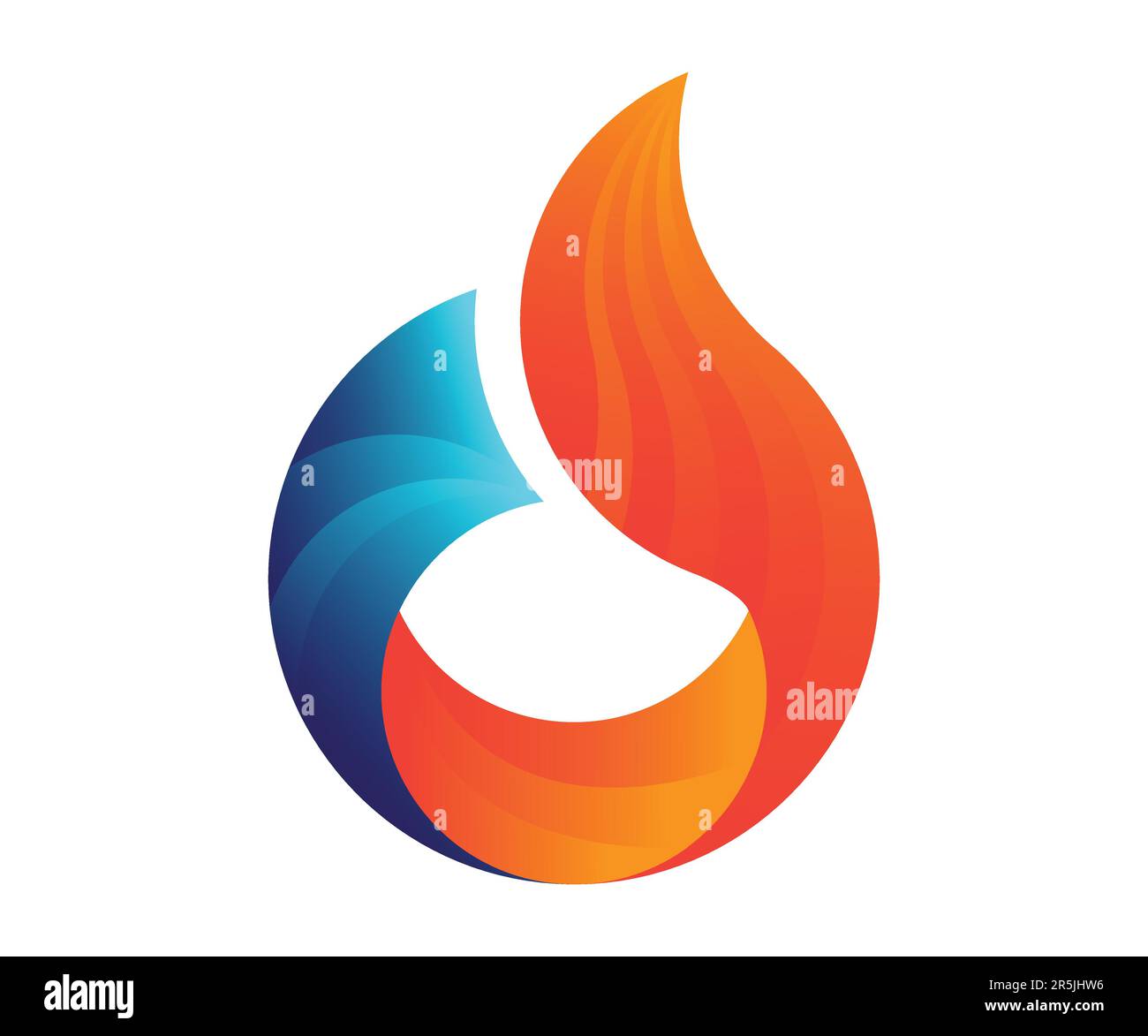 Flame Fox Logo With Circle Grid Method Stock Vector