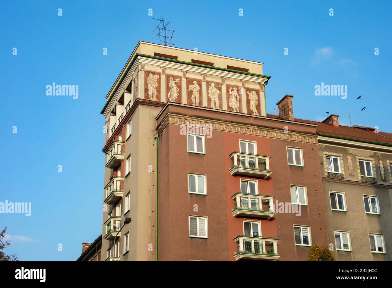 Detail of Sorela architectural style in Havirov, Czech Republic used during communist era in 1950s and 1960s Stock Photo