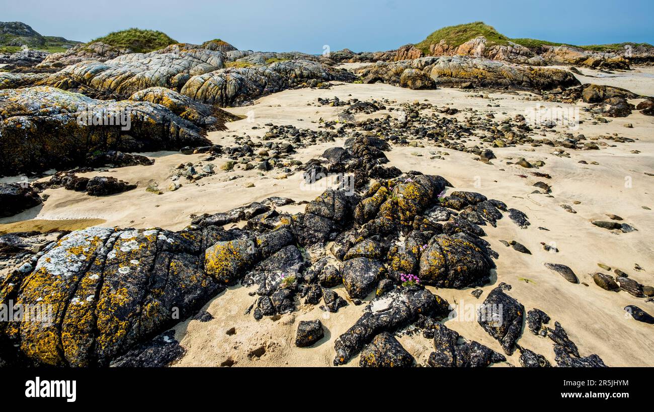Seascape at Red Rocks beach, Isle of Coll Scotland Stock Photo
