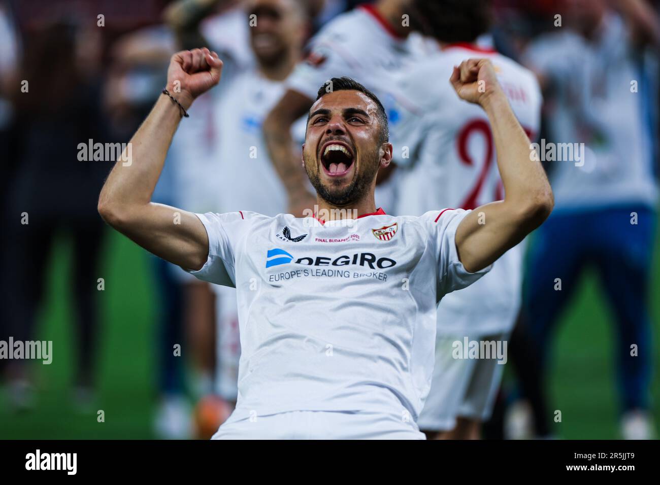 Joan Jordan celebrates during the UEFA Europa League final football match between Sevilla FC and AS