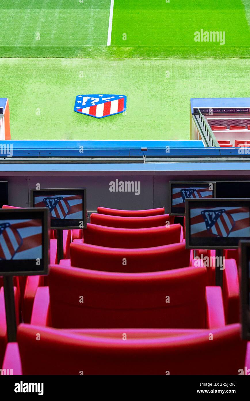 At the tribunes of Civitas Metropolitano arena, Madrid Stock Photo