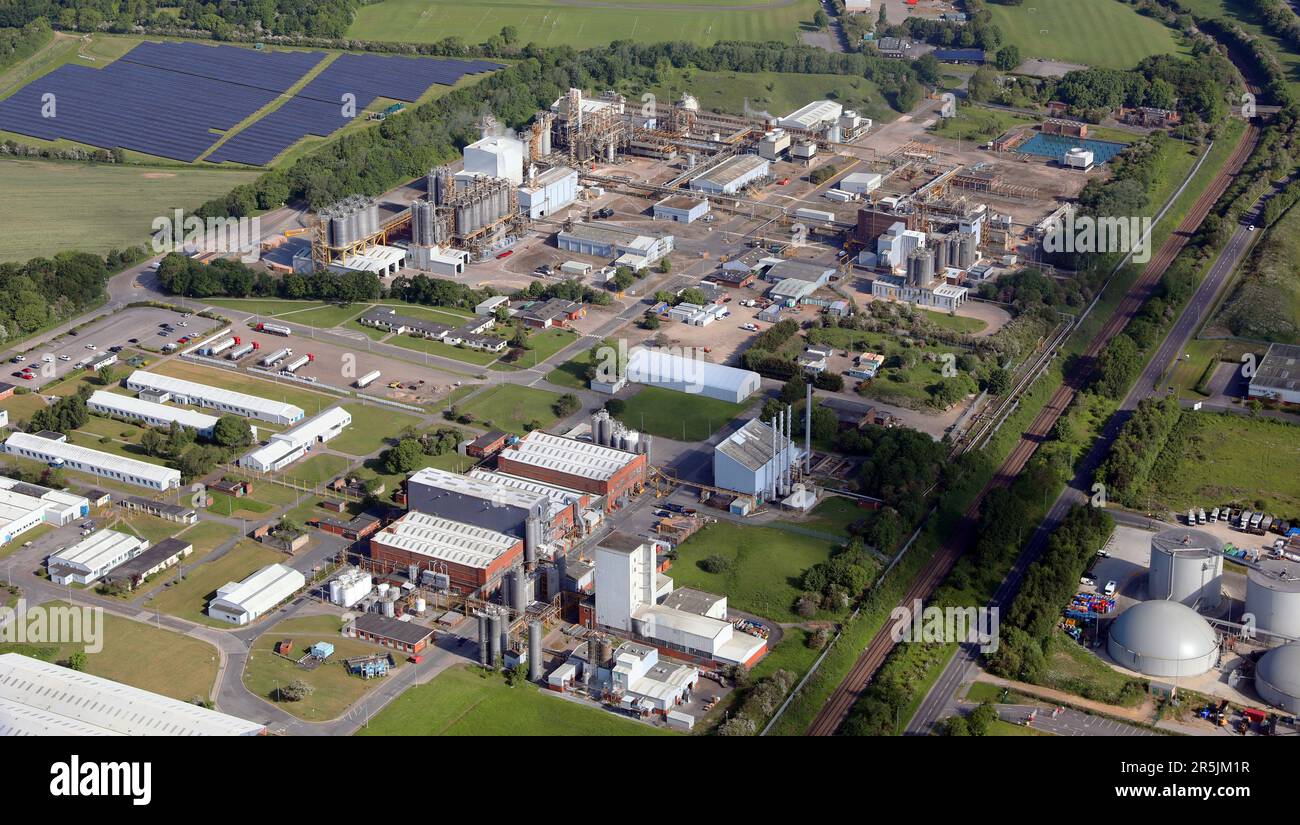aerial view of INOVYN ChlorVinyls Limited, manufacturing site at Newton Aycliffe, Co Durham Stock Photo