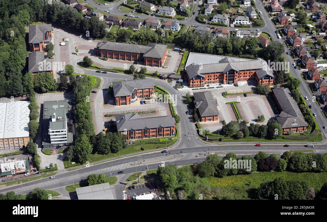aerial view of Lawnswood Business Park, Horsforth, Leeds, West Yorkshire Stock Photo