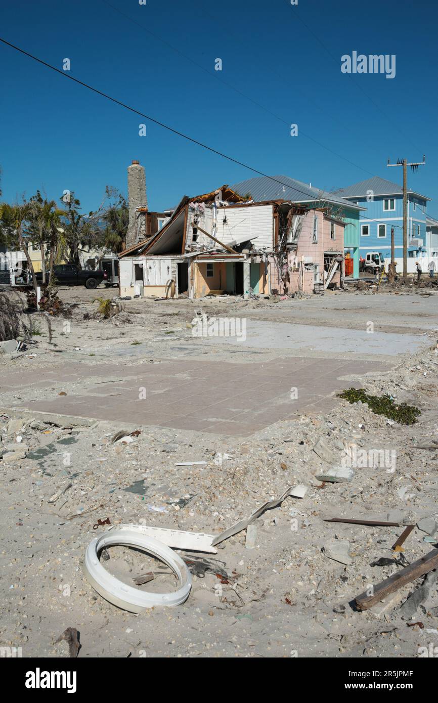Destroyed Houses and neighbourhoods after Hurricane Ian in Fort Myers