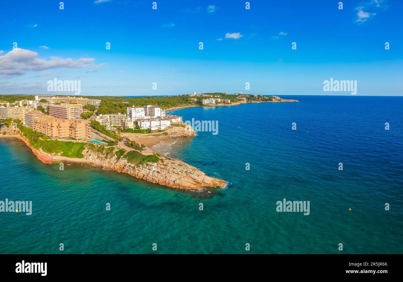 Landscape of Salou, Spain, Europe. Tourist beach city on Costa Dorada ...