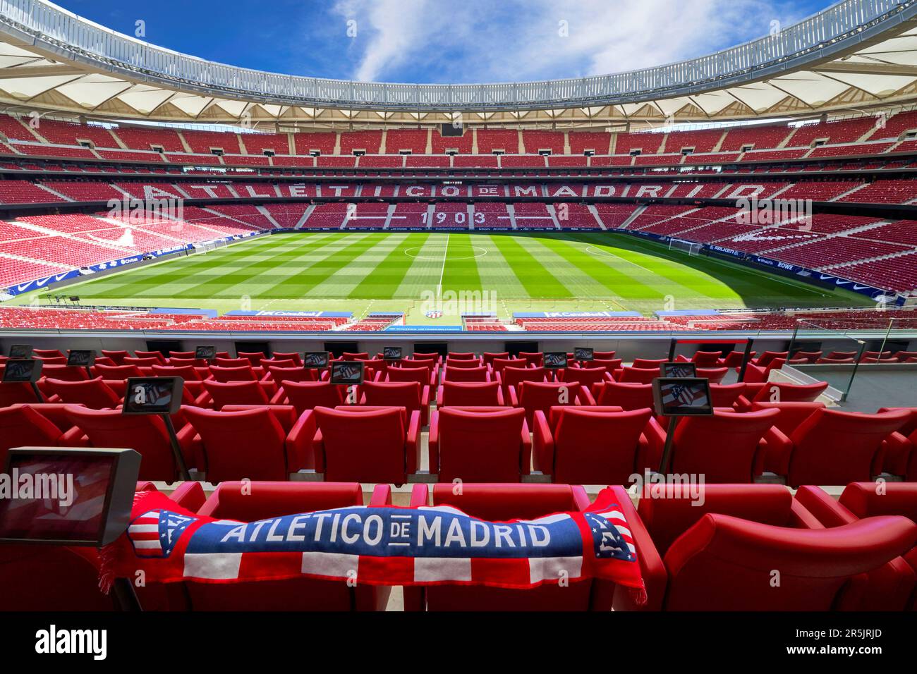 At the tribunes of Civitas Metropolitano arena, Madrid Stock Photo