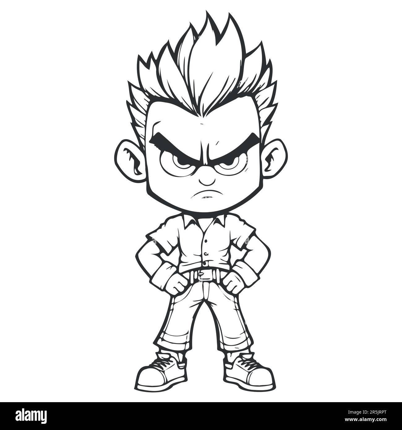 Angry Boy Expression. hand drawn character isolated Stock Vector