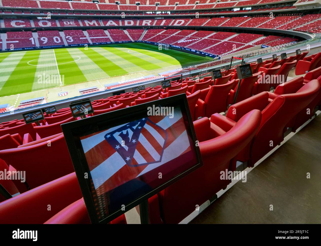 At the tribunes of Civitas Metropolitano arena, Madrid Stock Photo