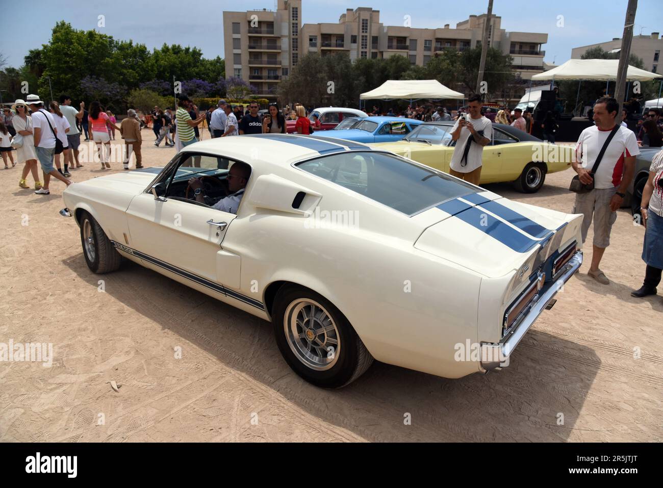 Calafell, Spain. 03rd June, 2023. A Ford Mustang GT 500 vehicle seen at the exhibition area of the 98 Octans Party in Calafell. The city of Calafell Tarragona celebrates the 3rd edition of the 98 Octans Party, a concentration of American vehicles from the 1930s to the 1970s and also current models. Circuit shows and exhibitions were held. Credit: SOPA Images Limited/Alamy Live News Stock Photo