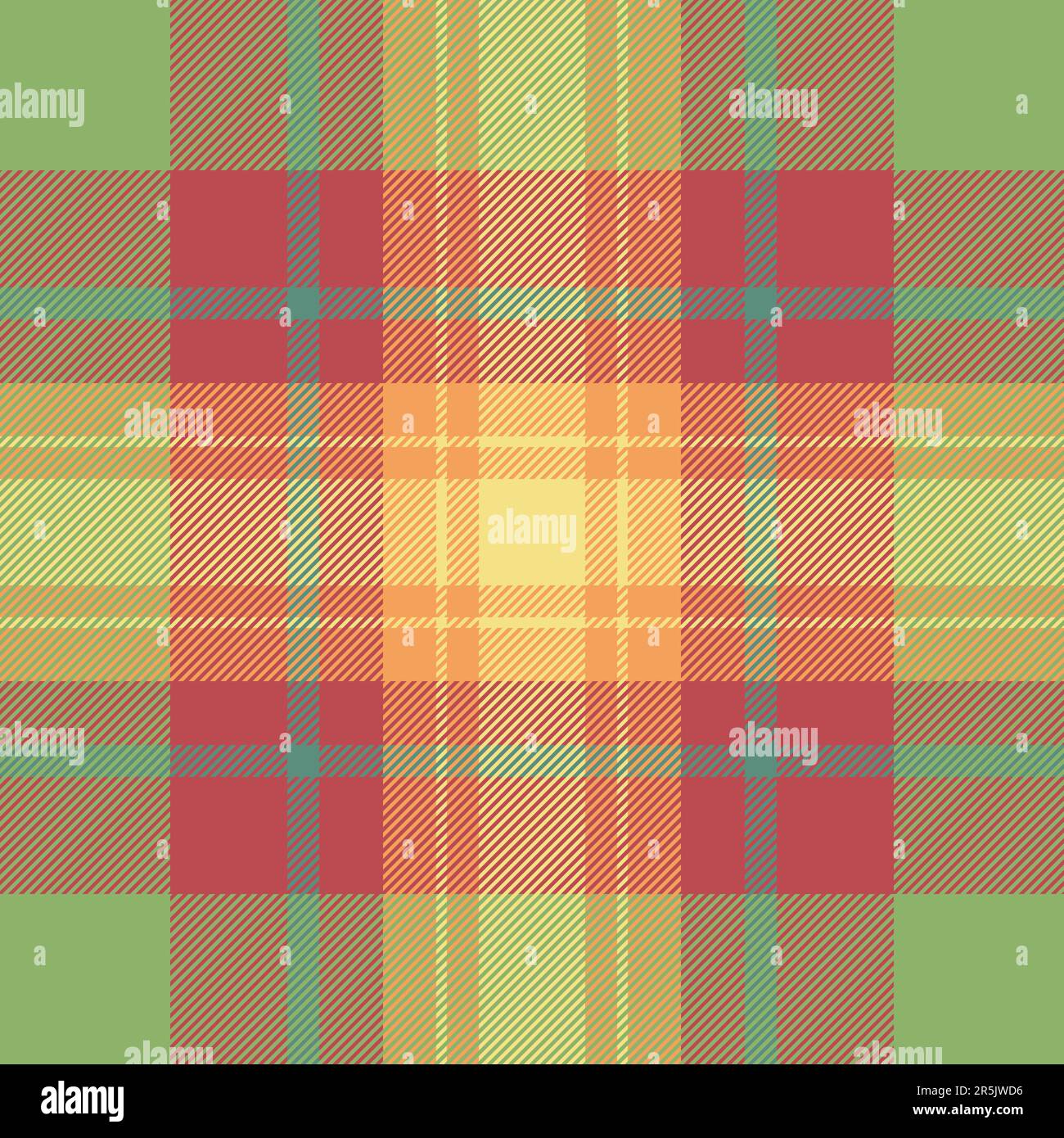 Tartan pattern seamless of fabric textile check with a plaid vector texture background in red and green colors. Stock Vector