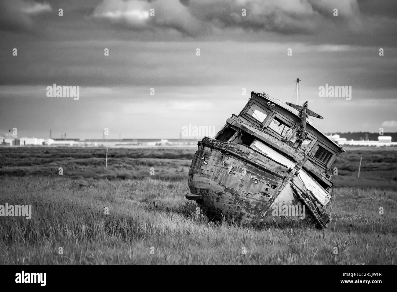 Heswall landed boats at the Dee Estuary Stock Photo