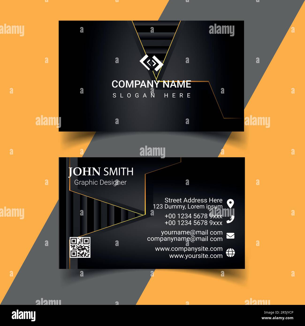 Professional business card design template for company or business. Two ...