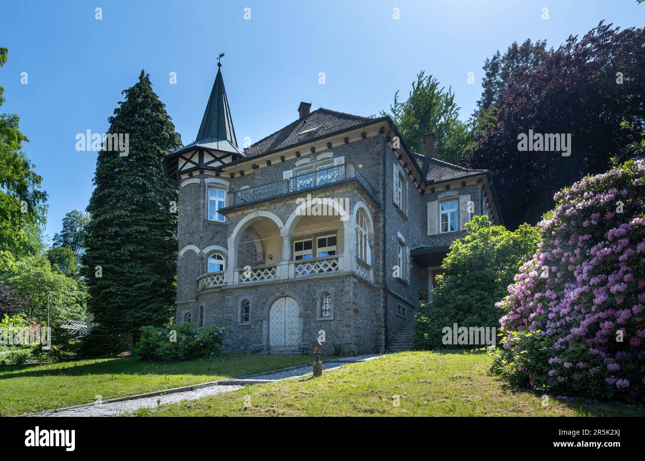 Idyllic restaurant and castle Zuckerbergschloss, Kappelrodeck, Germany at the foothills of the Northern Black Forest. Stock Photo