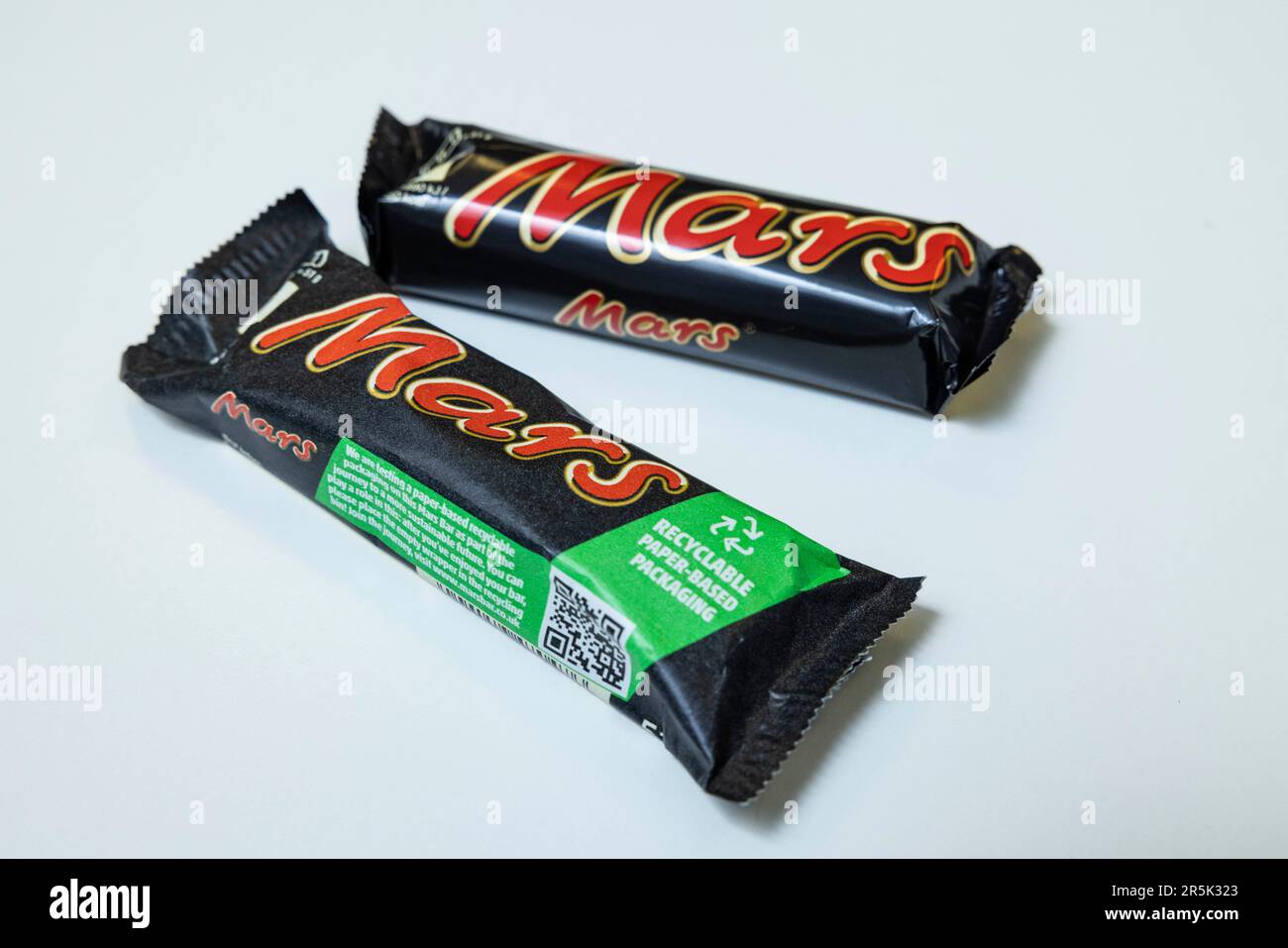 Mars bars to introduce paper wrapping. Stock Photo
