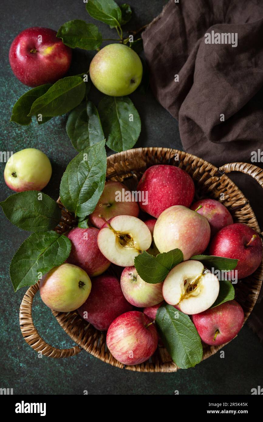 Premium Photo  Background of ripe and juicy green apples, perspective from  above. healthy organic fruits