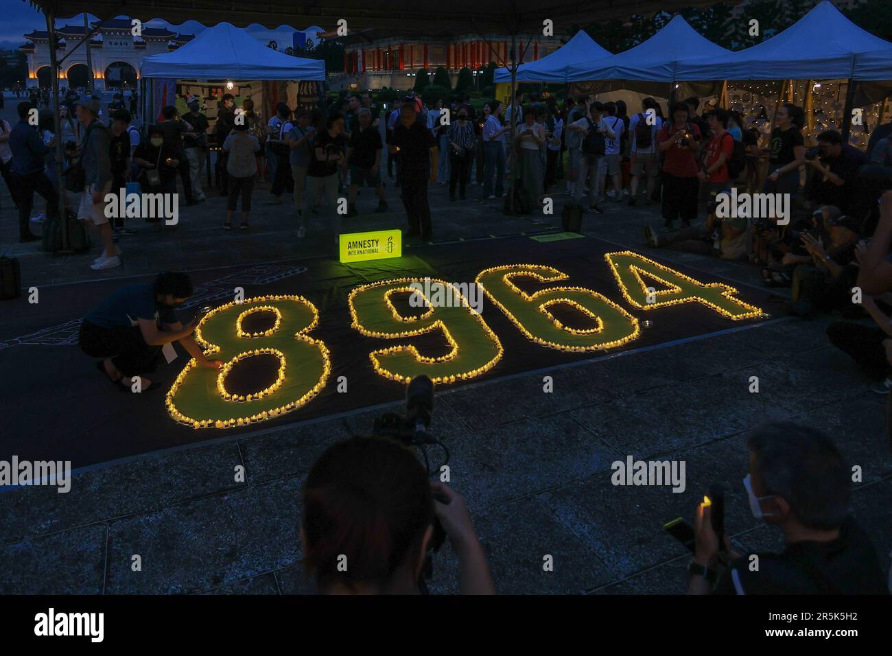 taipei-taipei-taiwan-4th-june-2023-electric-candles-are-placed-in
