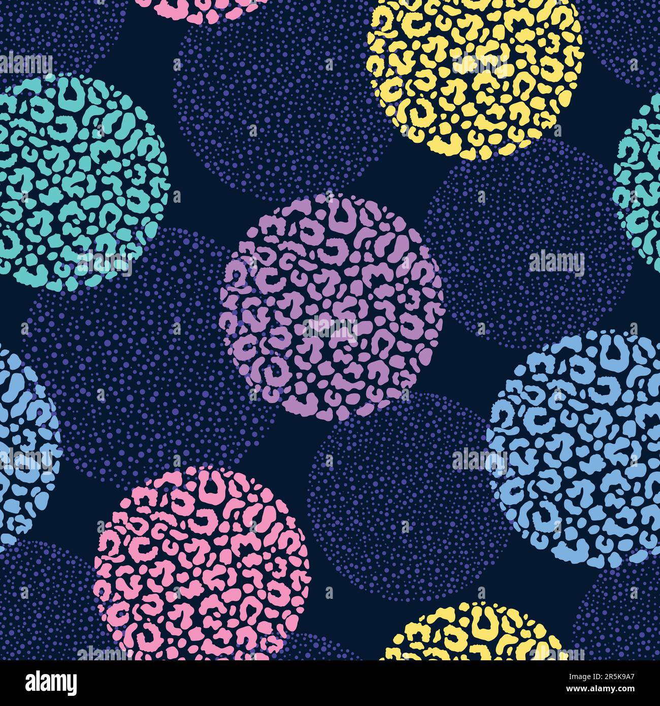Seamless pattern with color leopard print circles Stock Vector