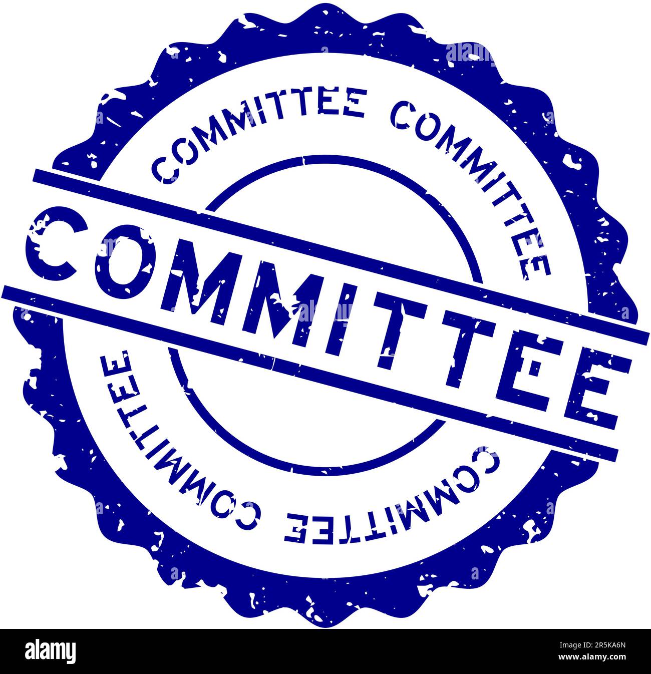 Grunge Blue Committee Word Round Rubber Seal Stamp On White Background