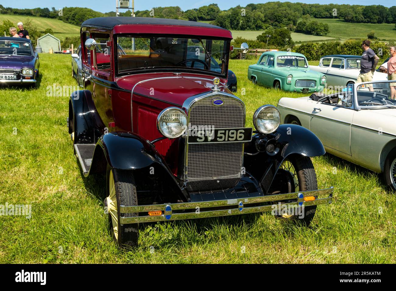 Classic car meet at Hanley Farm, Chepstow Stock Photo Alamy