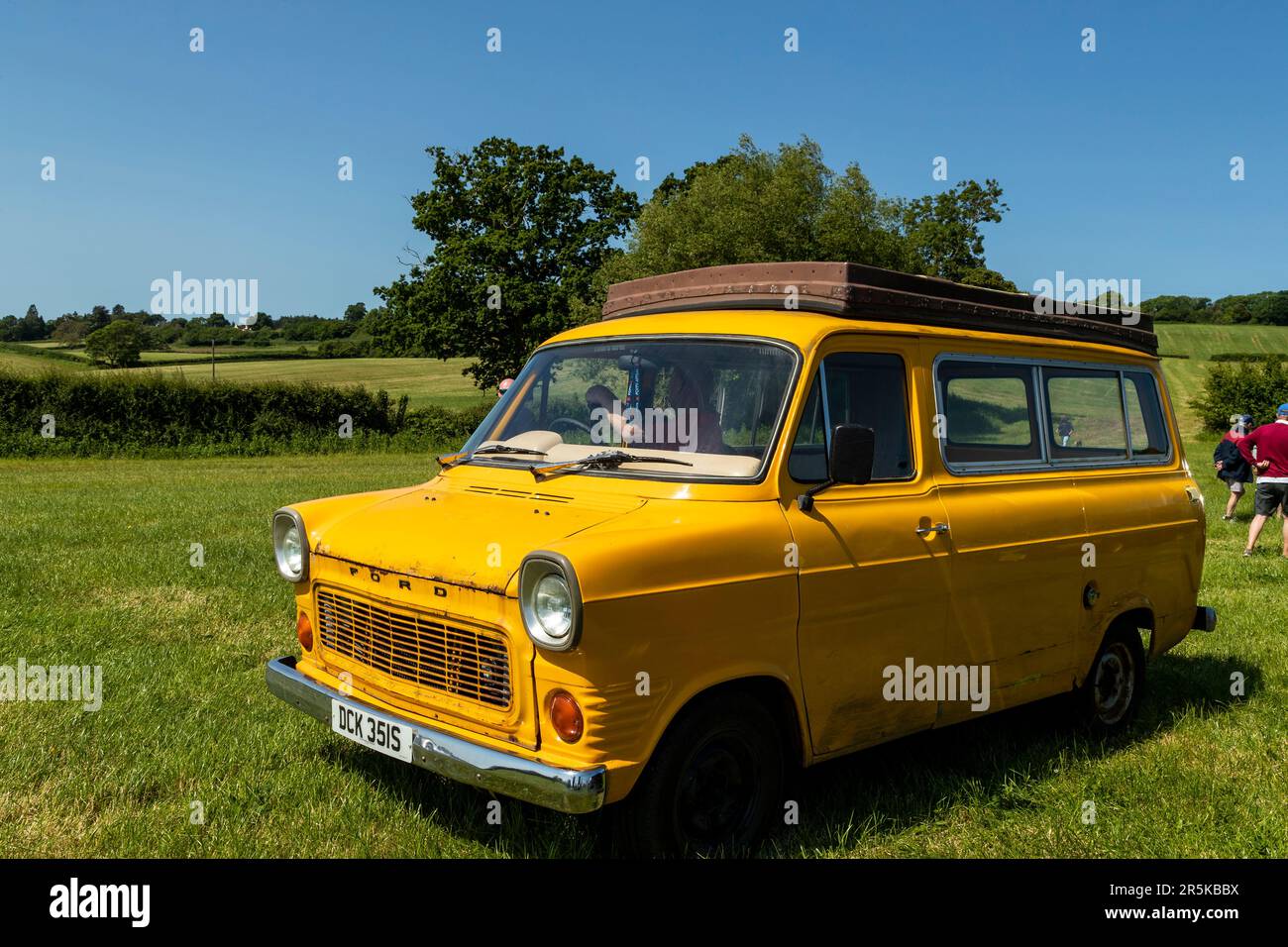 Classic car meet at Hanley Farm, Chepstow. Stock Photo