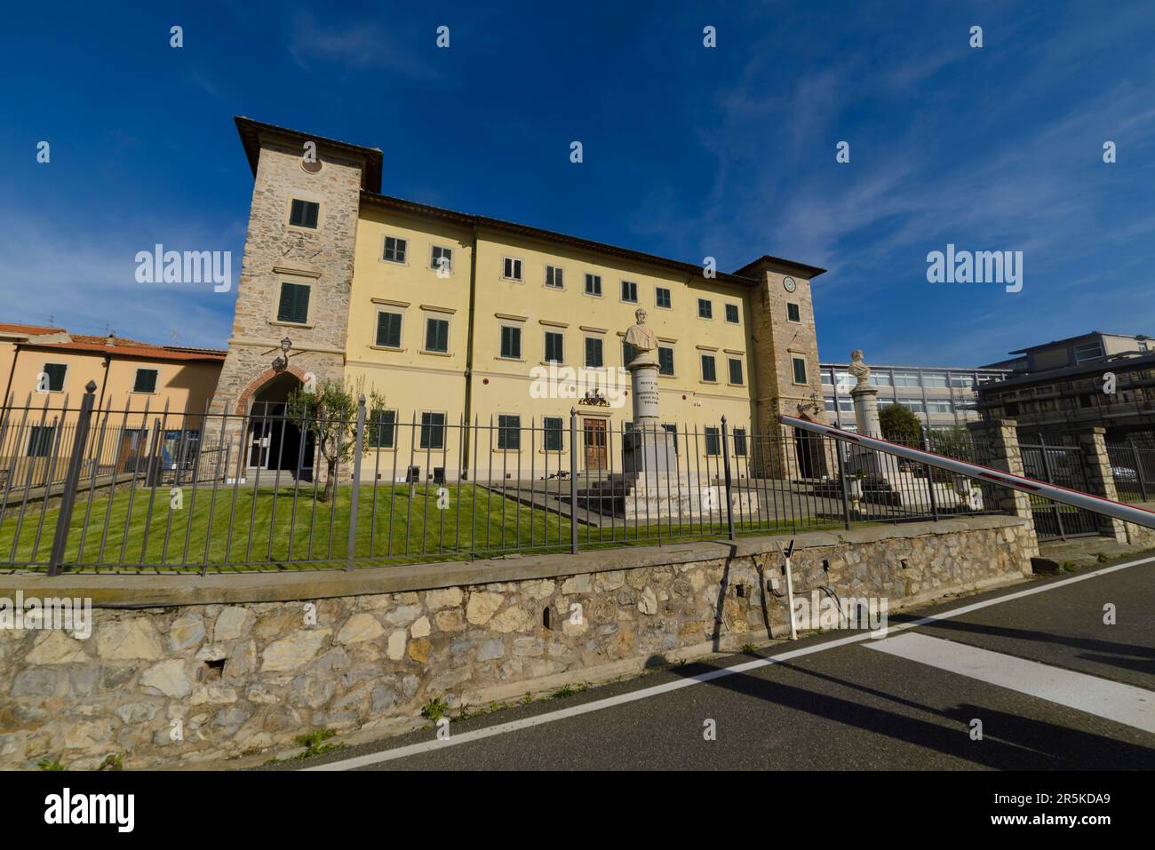 Palazzo De Larderel, Geothermal Museum of Larderello, Tuscany, Italy.  Green industry that uses the earth's heat to produce electricity. Stock Photo