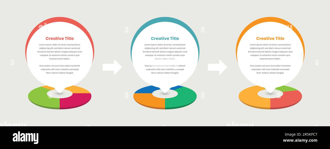 Data presentation business infographic template with perspective pie chart Stock Vector